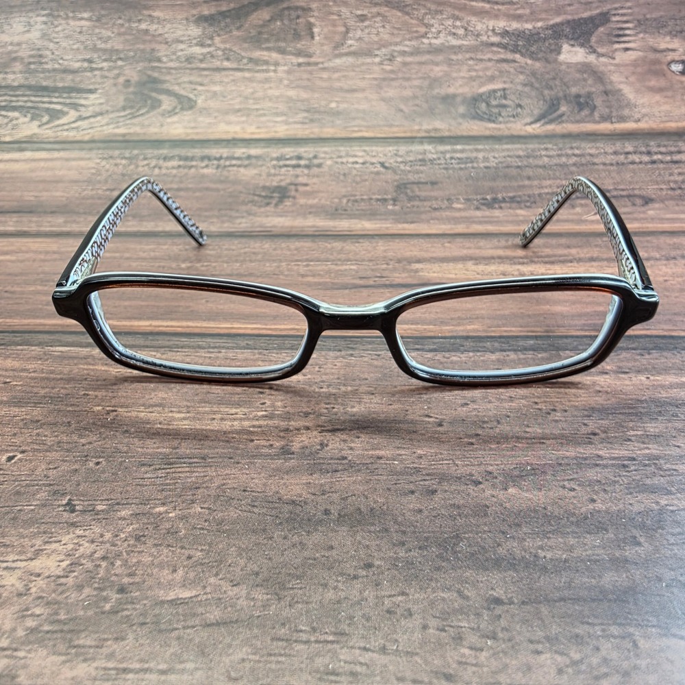 Coach Women Eyeglasses Dark Brown Light Blue Signature C Rectangular 47-17-135